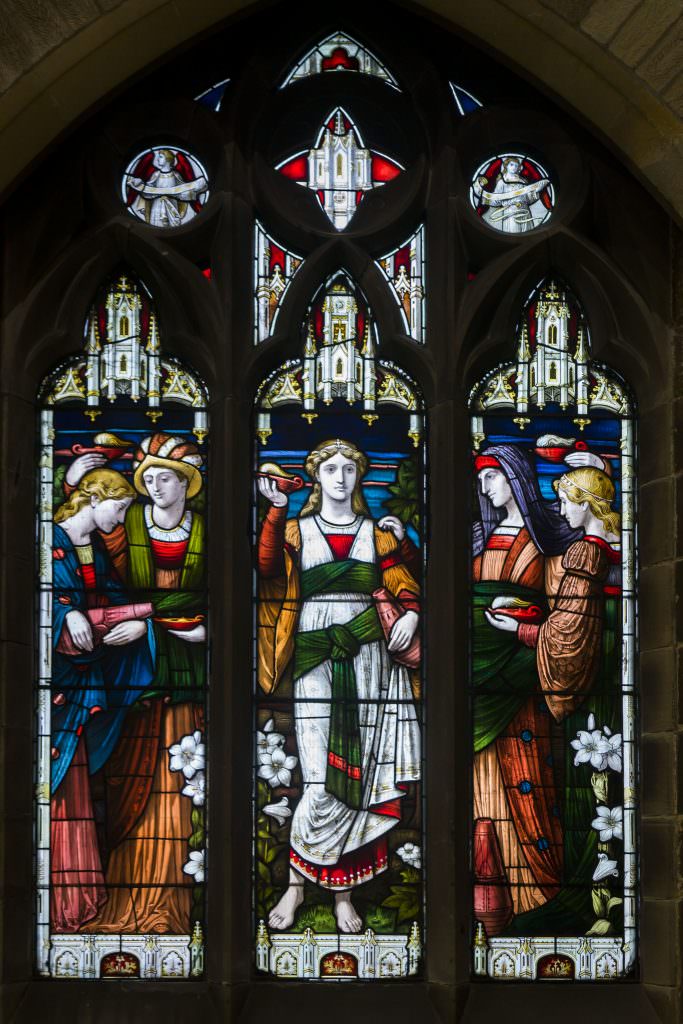Wise and foolish maidens - Stained glass window at St Mark's Church