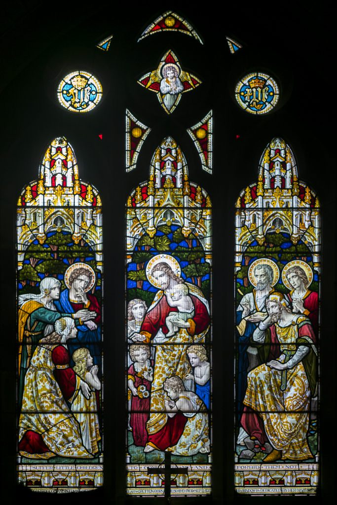 Jesus welcomes children Presentation of Jesus in the Temple - Stained glass window at St Mark's Church